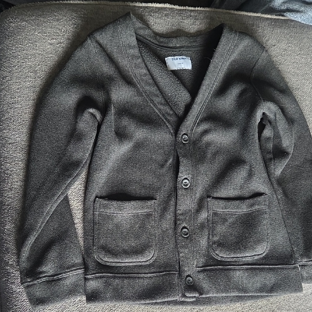 Boys Old Navy Charcoal Button-Up Cardigan